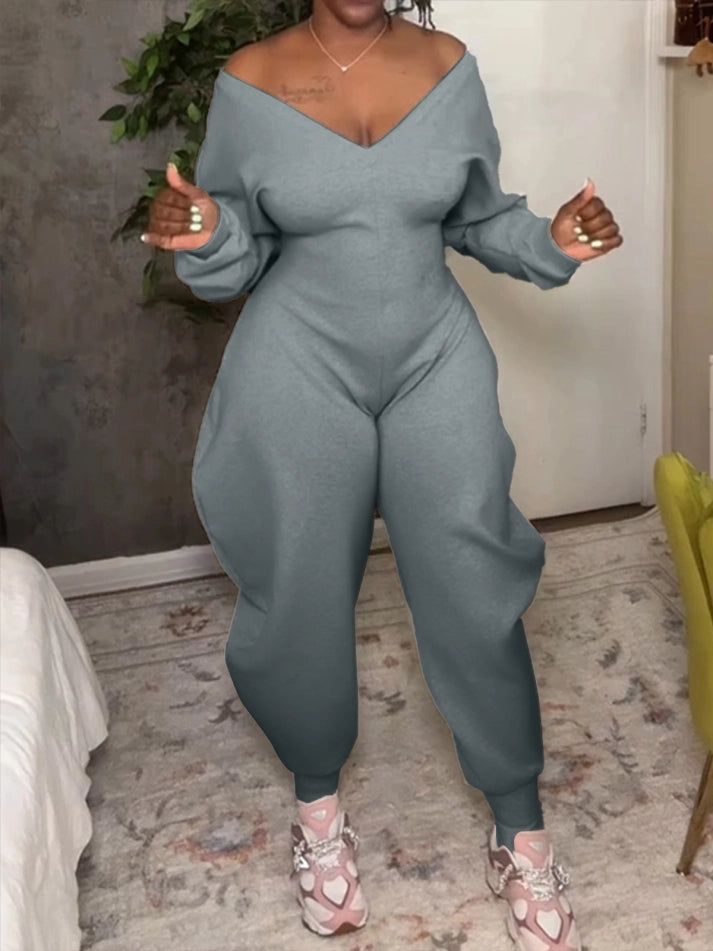 V-Neck Sexy Slim Long-Sleeved Jumpsuit