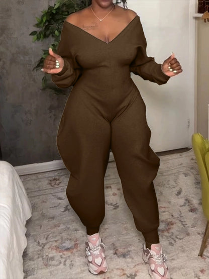 V-Neck Sexy Slim Long-Sleeved Jumpsuit