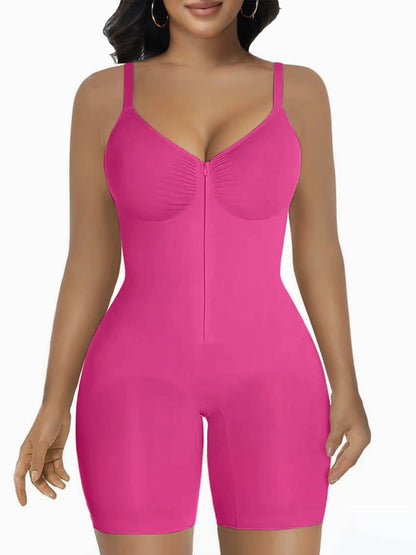 Women's High Elastic Zipper Adjustable Straps Breathable Mesh Design Tummy Control Body Shaper