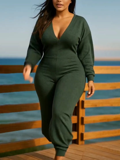 V-Neck Sexy Slim Long-Sleeved Jumpsuit