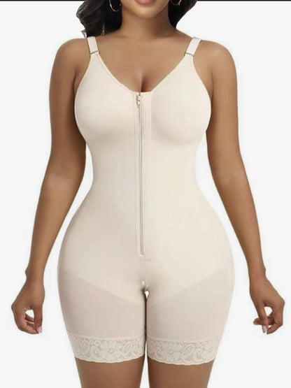 Breathable Leg Fabric Patchwork Bust Shaping Bodysuit
