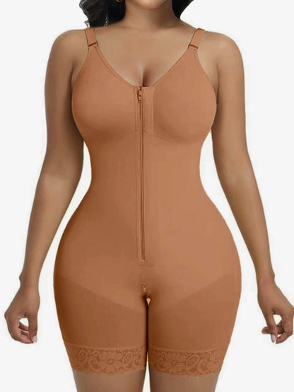 Breathable Leg Fabric Patchwork Bust Shaping Bodysuit