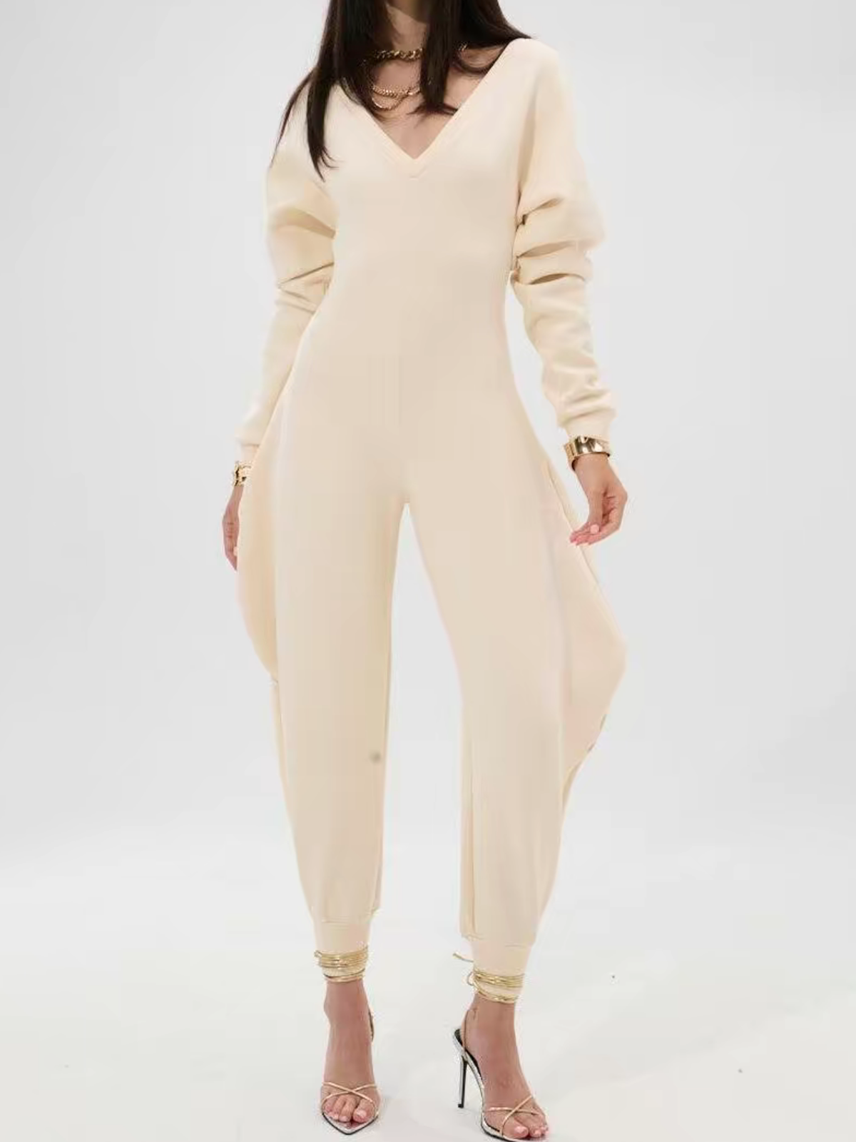 V-Neck Sexy Slim Long-Sleeved Jumpsuit
