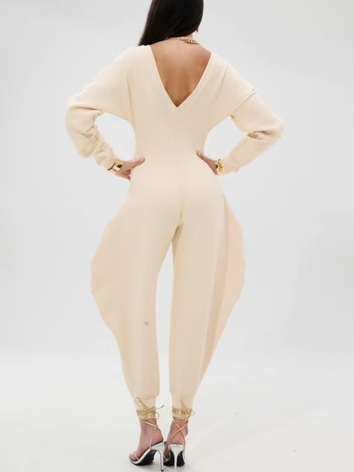 V-Neck Sexy Slim Long-Sleeved Jumpsuit