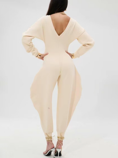 V-Neck Sexy Slim Long-Sleeved Jumpsuit