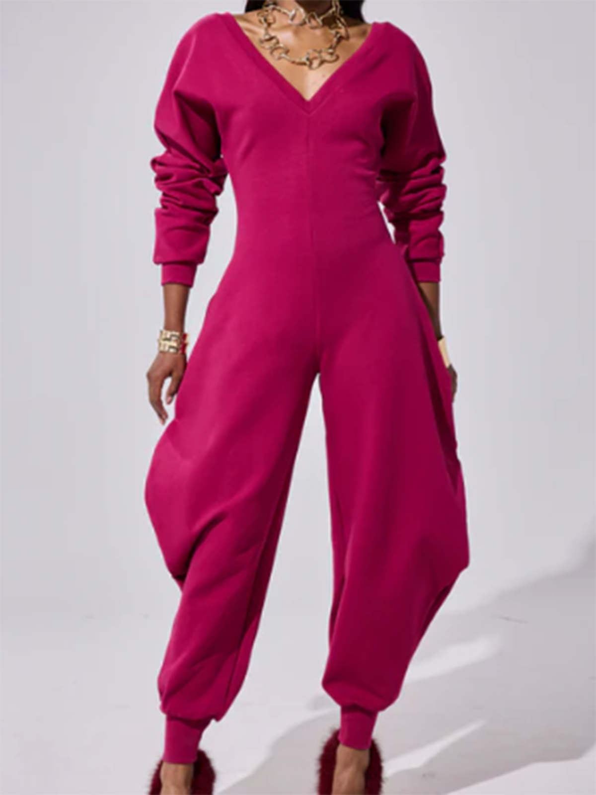 V-Neck Sexy Slim Long-Sleeved Jumpsuit