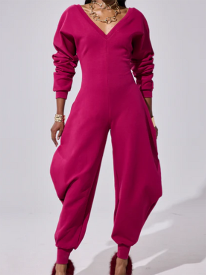 V-Neck Sexy Slim Long-Sleeved Jumpsuit