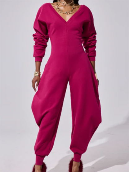 V-Neck Sexy Slim Long-Sleeved Jumpsuit