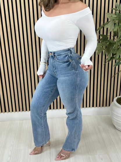 High Rise Belly Control Flare Jeans