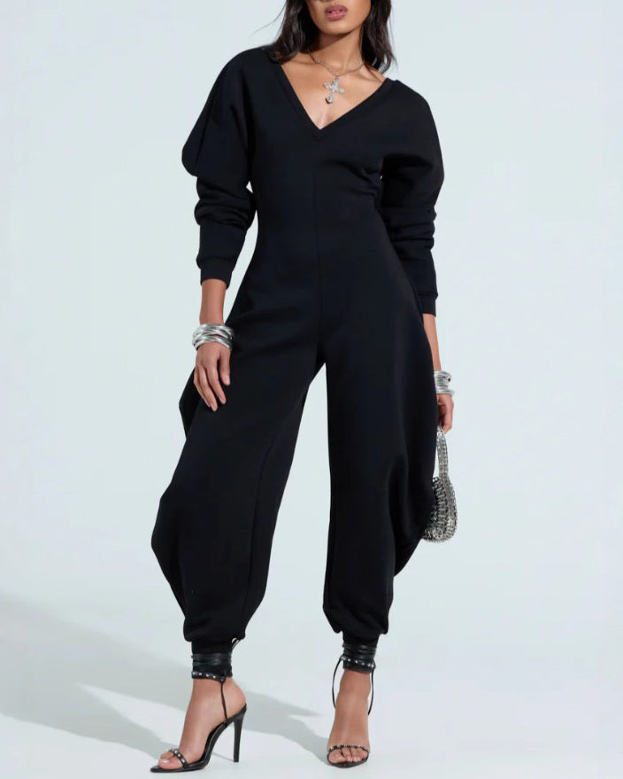 V-Neck Sexy Slim Long-Sleeved Jumpsuit